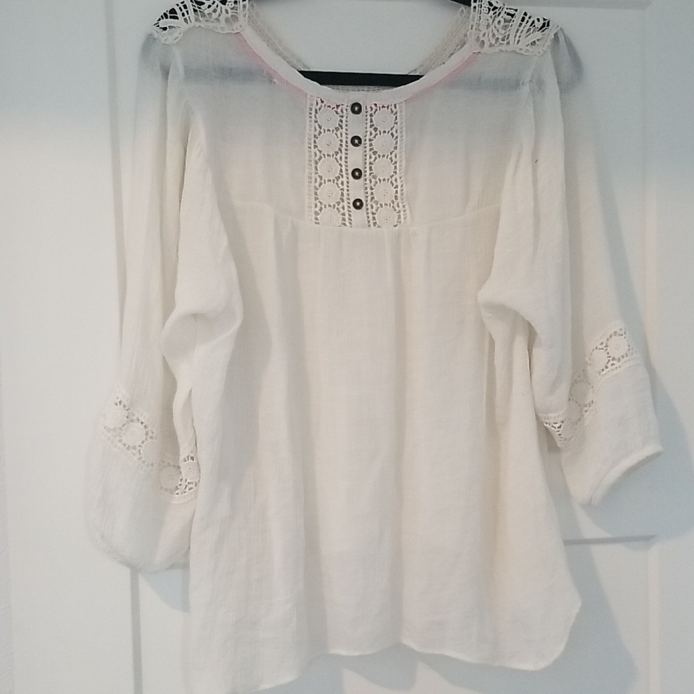 Jolt White Lace Accent Blouse